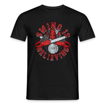 Bûcheron Lumberjack Scier, c’est croire - T-shirt homme - noir - Devant - AI Model Male 178 light (178cm)