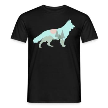 White Shepherd Dog Forest Outdoor - Men's T-Shirt - black - Front - AI Model Male 178 light (178cm)