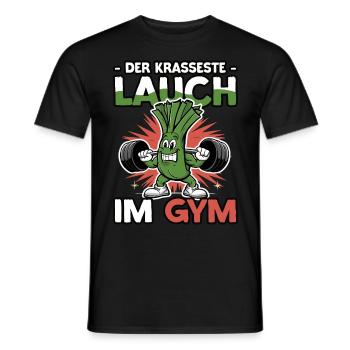Der krasseste Lauch im Gym| Kraftsport Fitness - Männer T-Shirt - Schwarz - Vorne - AI Model Male 178 light (178cm)