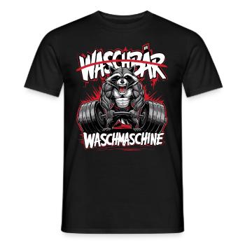 Waschbär - Waschmaschine Gym | Fitness Workout - Männer T-Shirt - Schwarz - Vorne - AI Model Male 178 light (178cm)