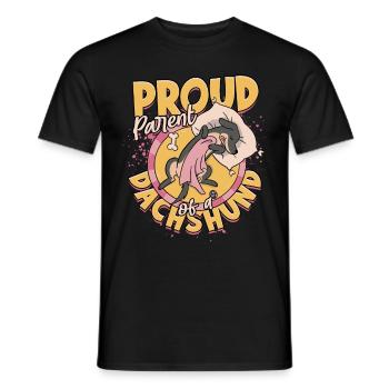Teckel à poil dur Fier parent d’un teckel - T-shirt homme - noir - Devant - AI Model Male 178 light (178cm)