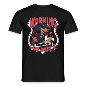 Teckel à poil dur Avertissement Teckel en service - T-shirt homme - noir - Devant - AI Model Male 178 light (178cm)