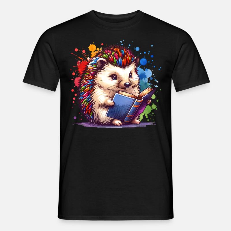 Lesen Igel - Männer T-Shirt - Schwarz