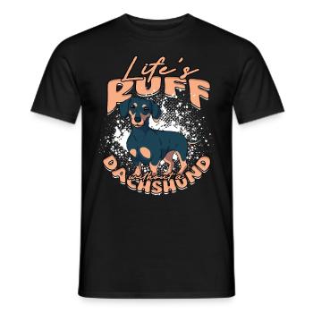 Dackel Life’s Ruff Sans Teckel - T-shirt homme - noir - Devant - AI Model Male 178 light (178cm)