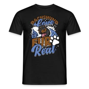 Teckel Teckel à poil dur L’amour est pour de vrai - T-shirt homme - noir - Devant - AI Model Male 178 light (178cm)
