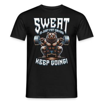 La transpiration du bodybuilder d’entraînement des jambes n’est que de la graisse qui pleure - T-shirt homme - noir - Devant - AI Model Male 178 light (178cm)