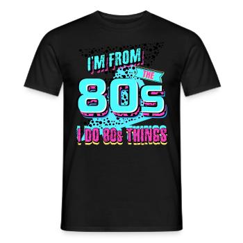 80s Party 1980 - Men's T-Shirt - black - Front - AI Model Male 178 light (178cm)