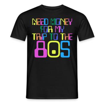 Cassette musicale des années 80 Disco Années 1980 Vintage - T-shirt homme - noir - Devant - AI Model Male 178 light (178cm)