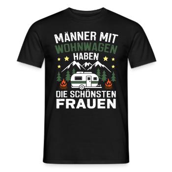 Männer mit Wohnwagen haben die schönsten Frauen - Männer T-Shirt - Schwarz - Vorne - AI Model Male 178 light (178cm)