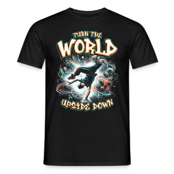 Breakdance Turn the World Upside Down - Men's T-Shirt - black - Front - AI Model Male 178 light (178cm)
