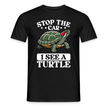 Turtle Red-eared Turtle - Men's T-Shirt - black - Front - AI Model Male 178 light (178cm)