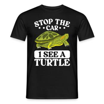 Turtle Red-eared Turtle - Men's T-Shirt - black - Front - AI Model Male 178 light (178cm)