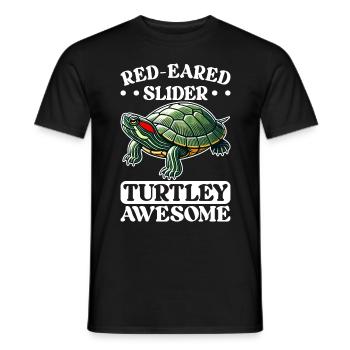 Turtle Red-eared Turtle - Men's T-Shirt - black - Front - AI Model Male 178 light (178cm)