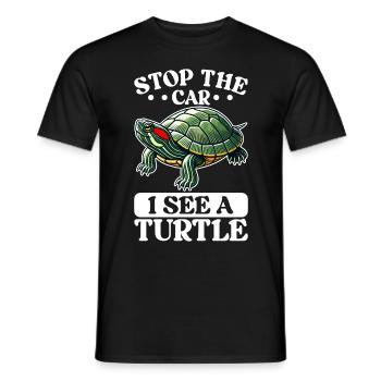 Turtle Red-eared Turtle - Men's T-Shirt - black - Front - AI Model Male 178 light (178cm)