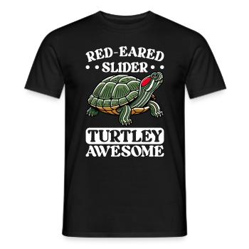 Tortue Tortue à oreilles rouges - T-shirt homme - noir - Devant - AI Model Male 178 light (178cm)