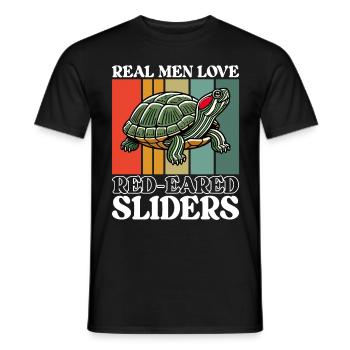 Turtle Red-eared Turtle - Men's T-Shirt - black - Front - AI Model Male 178 light (178cm)