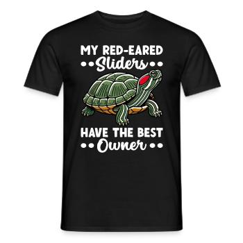 Tortue Tortue à oreilles rouges - T-shirt homme - noir - Devant - AI Model Male 178 light (178cm)