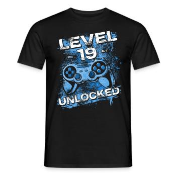 Gamer Level 19 Unlocked - Gaming - Männer T-Shirt - Schwarz - Vorne - AI Model Male 178 light (178cm)