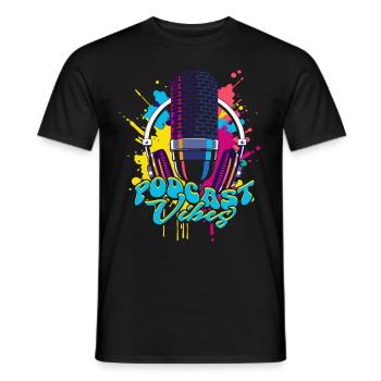 Podcast Vibes Podcaster Podcasting - Männer T-Shirt - Schwarz - Vorne - AI Model Male 178 light (178cm)