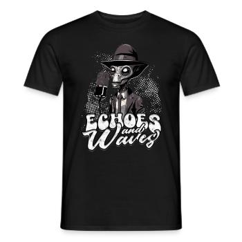 Podcast Podcaster Podcasting Echoes And Waves - Männer T-Shirt - Schwarz - Vorne - AI Model Male 178 light (178cm)