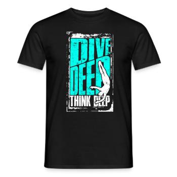 Diver Scuba Diving Dive Deep Think Deep - Men's T-Shirt - black - Front - AI Model Male 178 light (178cm)