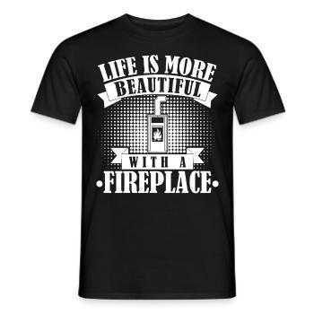 Fireplace Oven Joke Firewood - Männer T-Shirt - Schwarz - Vorne - AI Model Male 178 light (178cm)