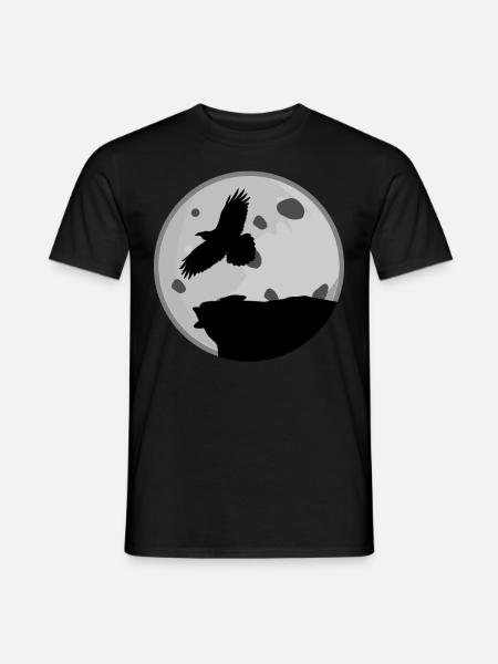 Raven with Moon Ravens Crow Crows - Mænd T-shirt - sort