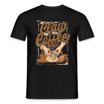 Poterie Poterie Poterie Argile et café - T-shirt homme - noir - Devant - AI Model Male 178 light (178cm)