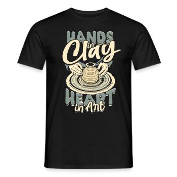 Poterie Poterie Poterie Mains En Argile Coeur Dans L’art - T-shirt homme - noir - Devant - AI Model Male 178 light (178cm)