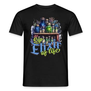 Pharmacist Herb Collector Sip The Elixir Of Life - Men's T-Shirt - black - Front - AI Model Male 178 light (178cm)