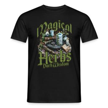 Apotheker Kräutersammler Magical Herbs Dark Wisdom - Männer T-Shirt - Schwarz - Vorne - AI Model Male 178 light (178cm)