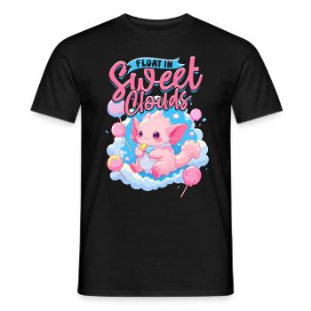 Barbe à papa flotter dans de doux nuages - T-shirt homme - noir - Devant - AI Model Male 178 light (178cm)