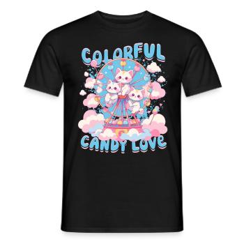 Barbe à papa Amour coloré - T-shirt homme - noir - Devant - AI Model Male 178 light (178cm)