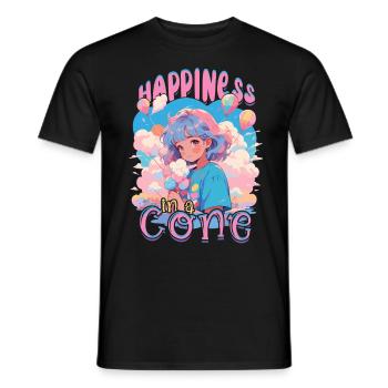 Barbe à papa : le bonheur dans un cône - T-shirt homme - noir - Devant - AI Model Male 178 light (178cm)