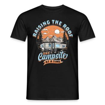 Pop Up Camper Folding Caravan Raising The Roof - Men's T-Shirt - black - Front - AI Model Male 178 light (178cm)
