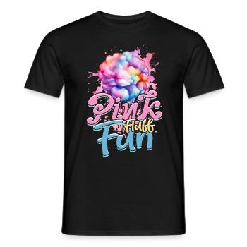 Barbe à papa rose Fluff Fun - T-shirt homme - noir - Devant - AI Model Male 178 light (178cm)