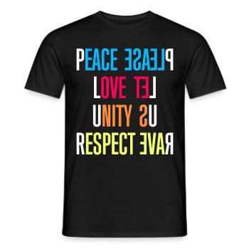 Peace, Love, Unity, Respect / Please Let Us Rave - Männer T-Shirt - Schwarz - Vorne - AI Model Male 178 light (178cm)