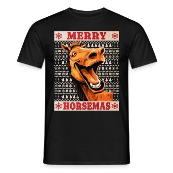 Cheval Noël Drôle Drôle Noël Noël - T-shirt homme - noir - Devant - AI Model Male 178 light (178cm)