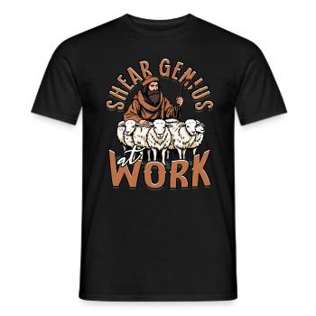 Shepherd Sheep Sheep Shear Genius at Work - Men's T-Shirt - black - Front - AI Model Male 178 light (178cm)
