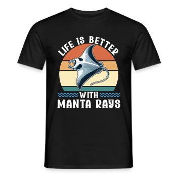 Manta Rays Great Manta Sea Creatures - Men's T-Shirt - black - Front - AI Model Male 178 light (178cm)