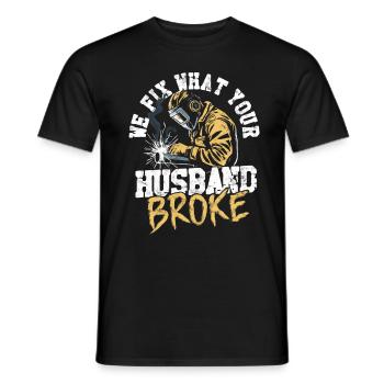 Soudeur Nous réparons ce que votre mari a cassé - T-shirt homme - noir - Devant - AI Model Male 178 light (178cm)