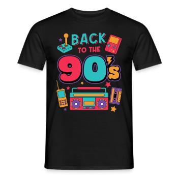 back to the 90 s / Zurück in die 90er, retro - Men's T-Shirt - black - Front - AI Model Male 178 light (178cm)