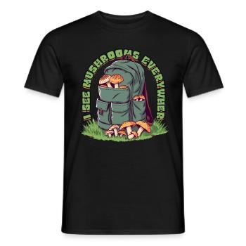 Cueilleurs de champignons Cultivateurs de champignons Je vois des champignons partout - T-shirt homme - noir - Devant - AI Model Male 178 light (178cm)
