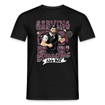 Badminton servant des smashes toute la journée - T-shirt homme - noir - Devant - AI Model Male 178 light (178cm)