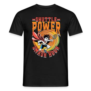 Badminton Shuttle power smash hour - Men's T-Shirt - black - Front - AI Model Male 178 light (178cm)