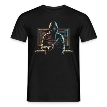 Computer Scientist Computer Science Hacker Robotics Engineer - Men's T-Shirt - black - Front - AI Model Male 178 light (178cm)