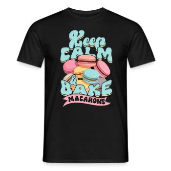 Macaron Patissier Keep Calm & Bake Macarons - Männer T-Shirt - Schwarz - Vorne - AI Model Male 178 light (178cm)