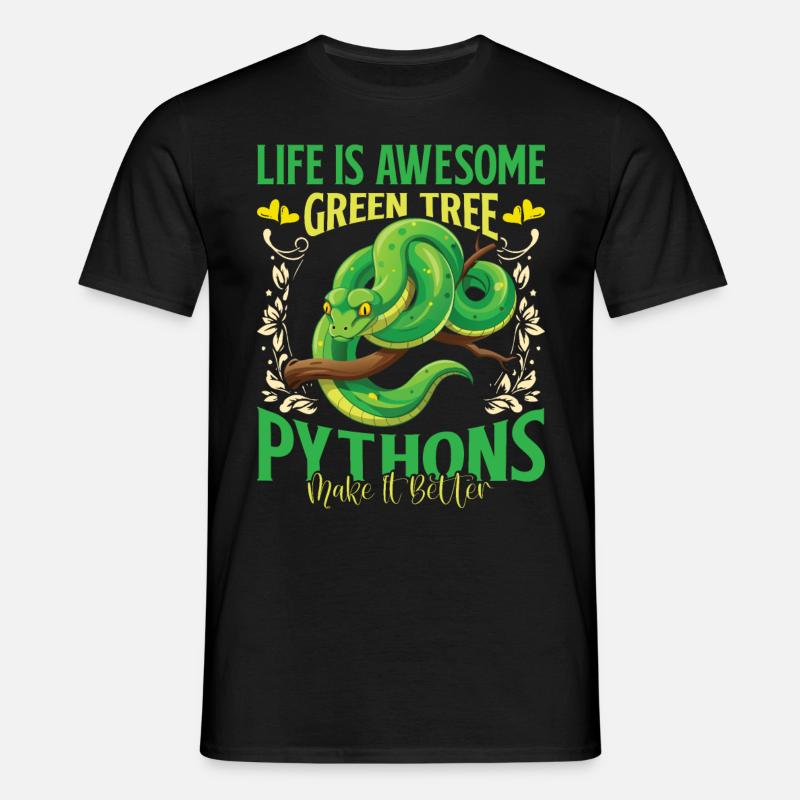 Green Tree Python - Männer T-Shirt - Schwarz
