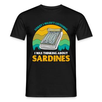 Sardines, Pêche, Poisson - T-shirt homme - noir - Devant - AI Model Male 178 light (178cm)