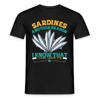 Sardines, Pêche, Poisson - T-shirt homme - noir - Devant - AI Model Male 178 light (178cm)